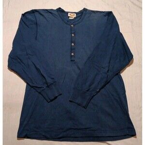 Vintage Banana Republic Shirt Mens Large Blue Henley Long Sleeve Made In USA 80s